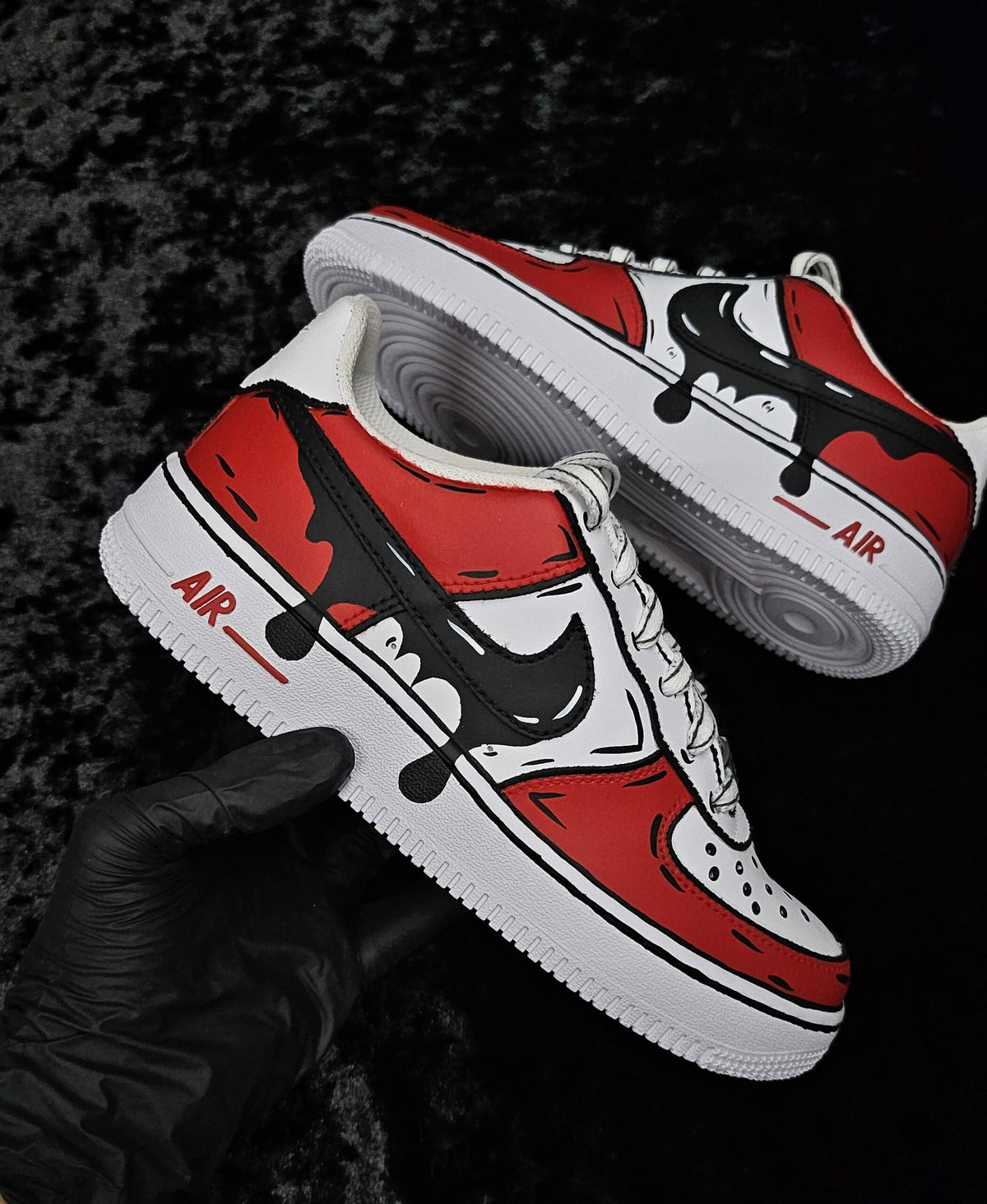 Custom Red Cartoon Drip Air Force 1, Custom Drip Air Force 1, Custom Red Air Force 1, Custom Cartoon Air Force 1, All Sizes Available