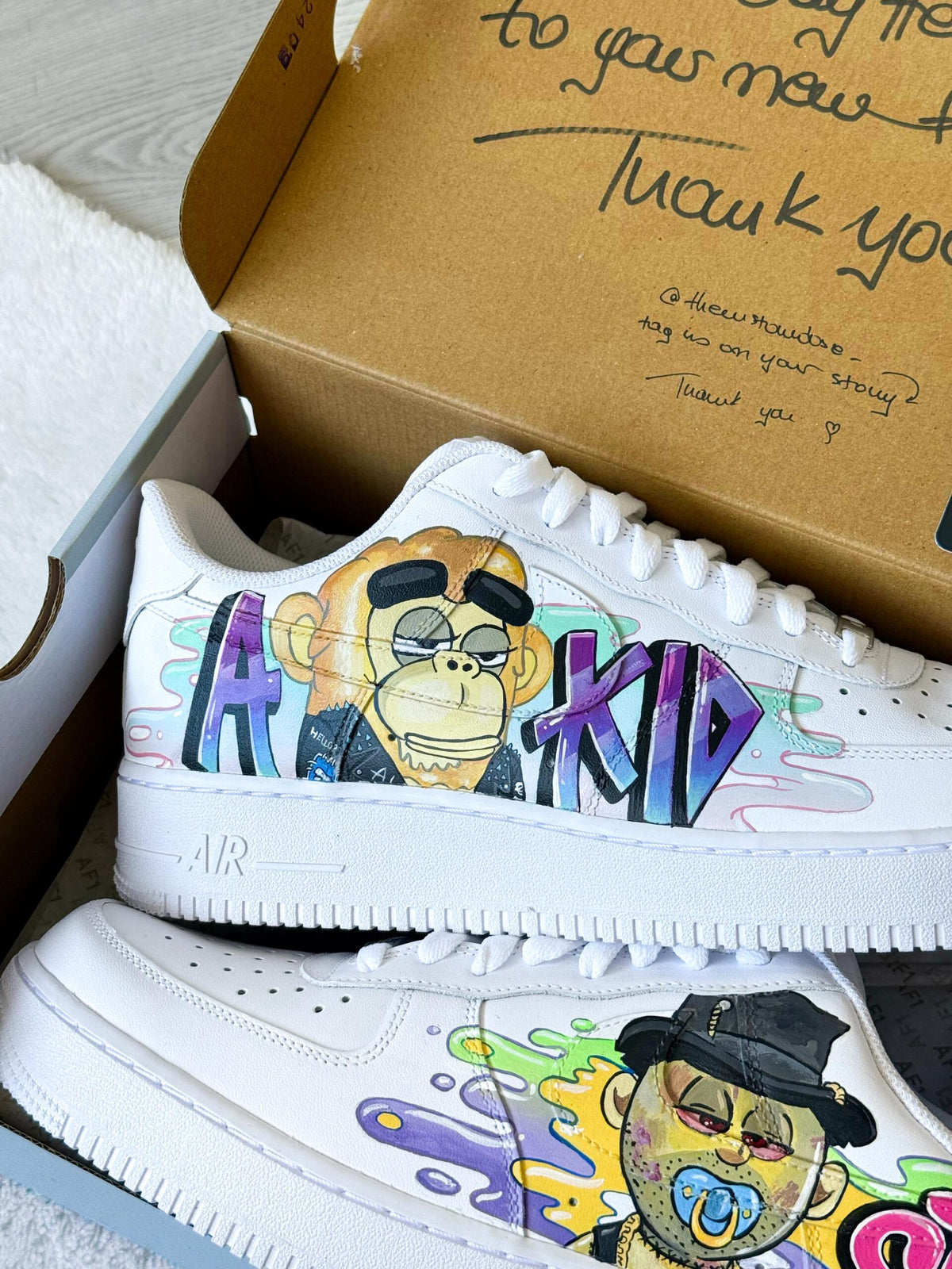Custom AKID NFT Sneakers – Hand-Painted Air Force 1s