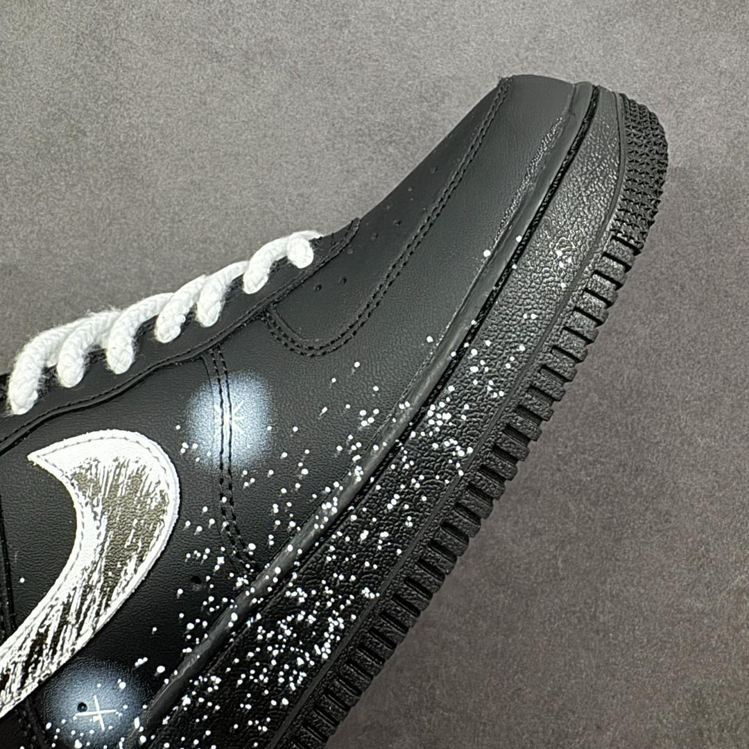 Custom Air Force 1 Black Galassia sneakers, handmade