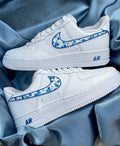 Custom Blue Flowers Nike Air Force 1 Sneakers | Hand-Painted