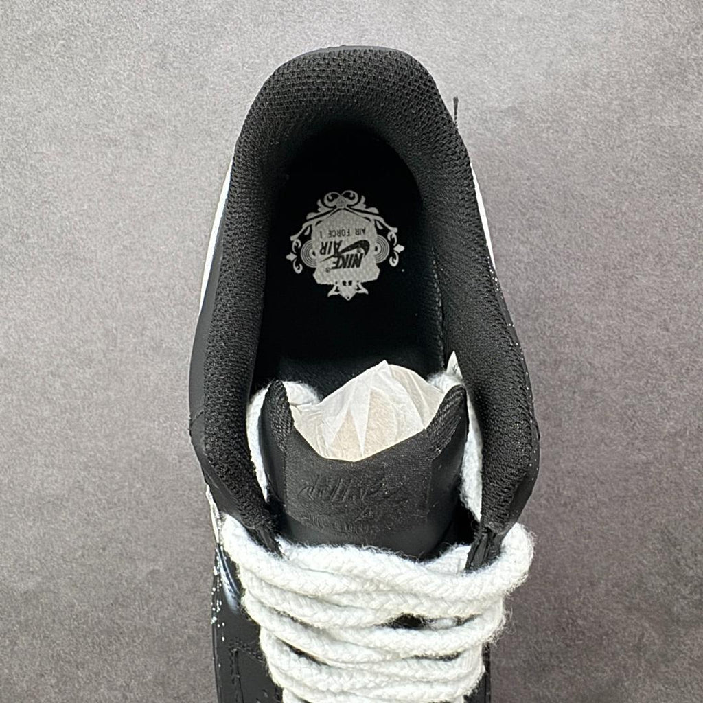 Custom Air Force 1 Black Galassia sneakers, handmade