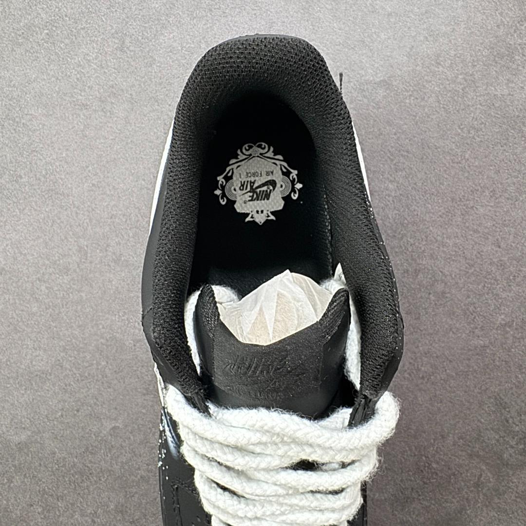 Custom Air Force 1 Black Galassia sneakers, handmade