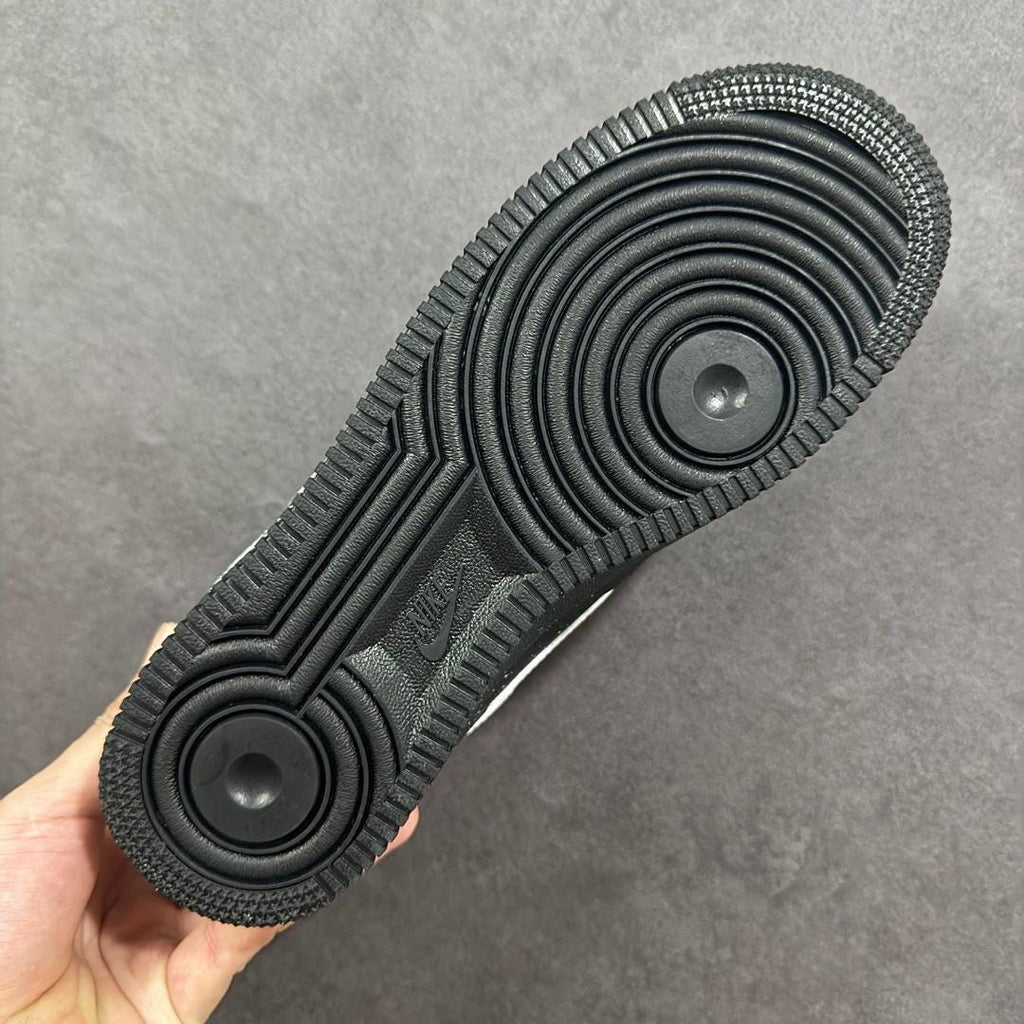Custom Air Force 1 Black Galassia sneakers, handmade