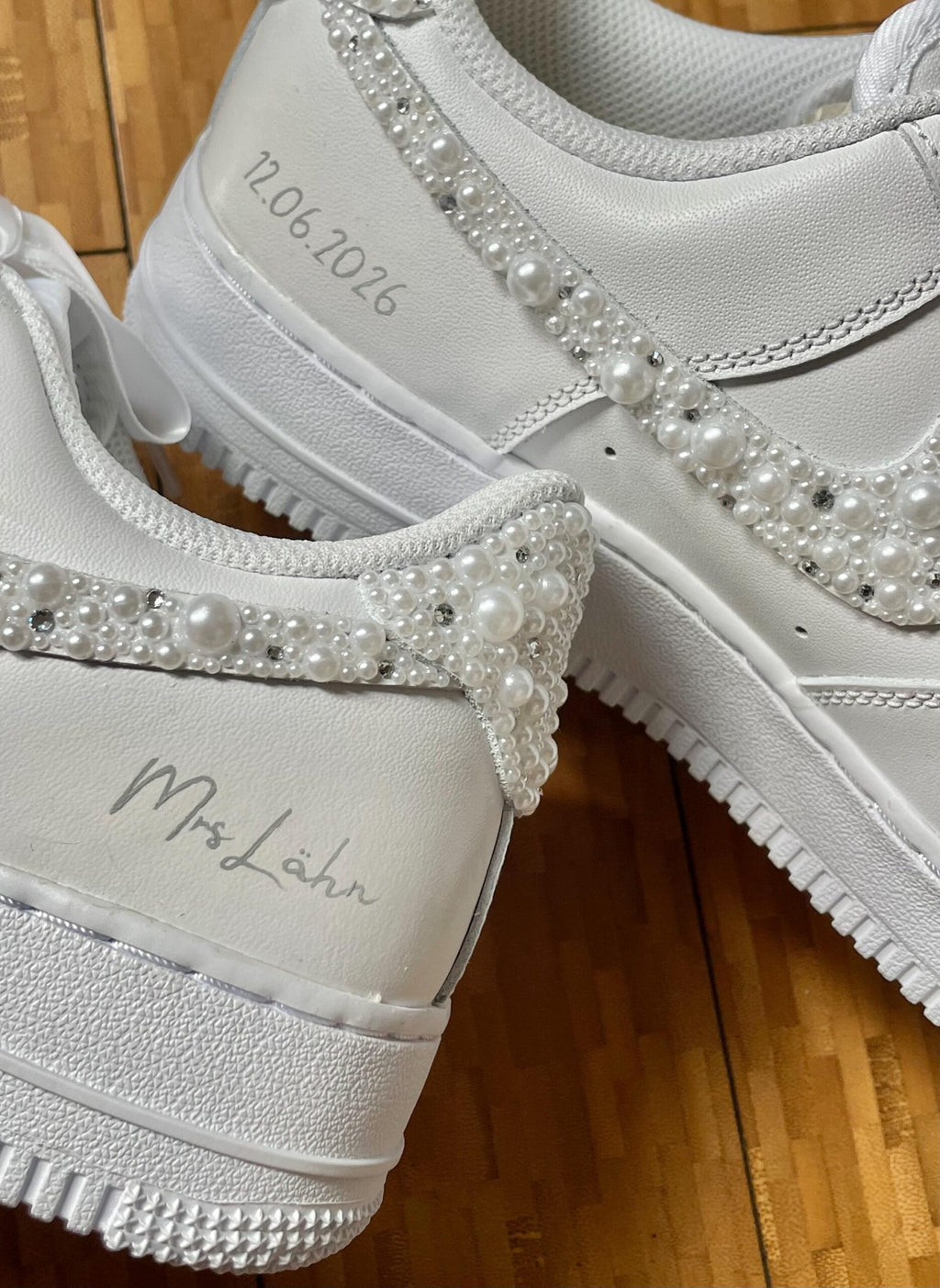 Personalized Bridal Sneakers: Hand-made Pearl Crystal Air Force 1