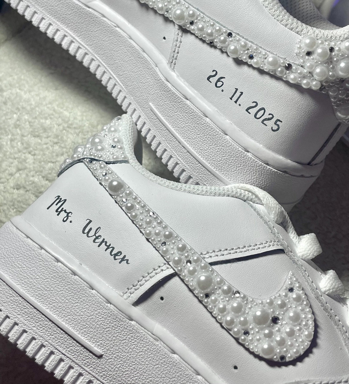 Personalized Bridal Sneakers: Hand-made Pearl Crystal Air Force 1