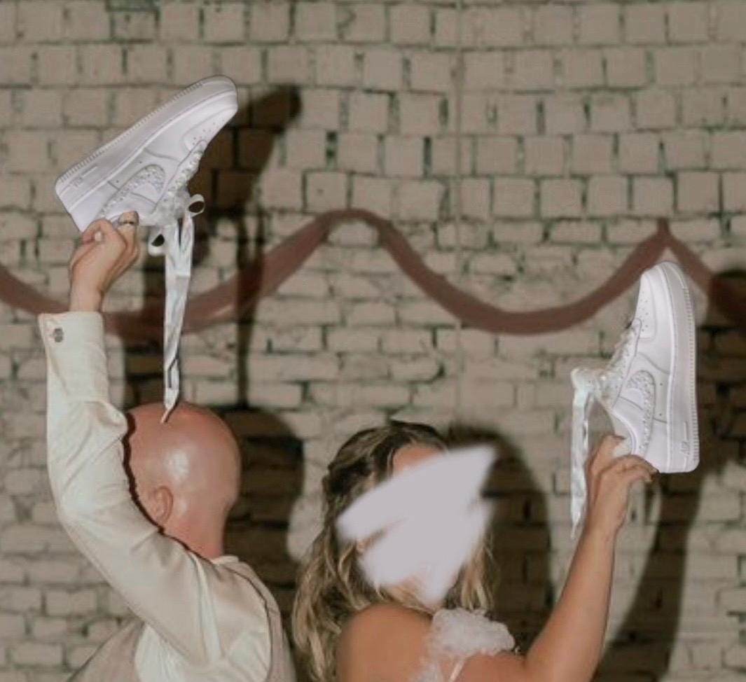 Personalized Bridal Sneakers: Hand-made Pearl Crystal Air Force 1