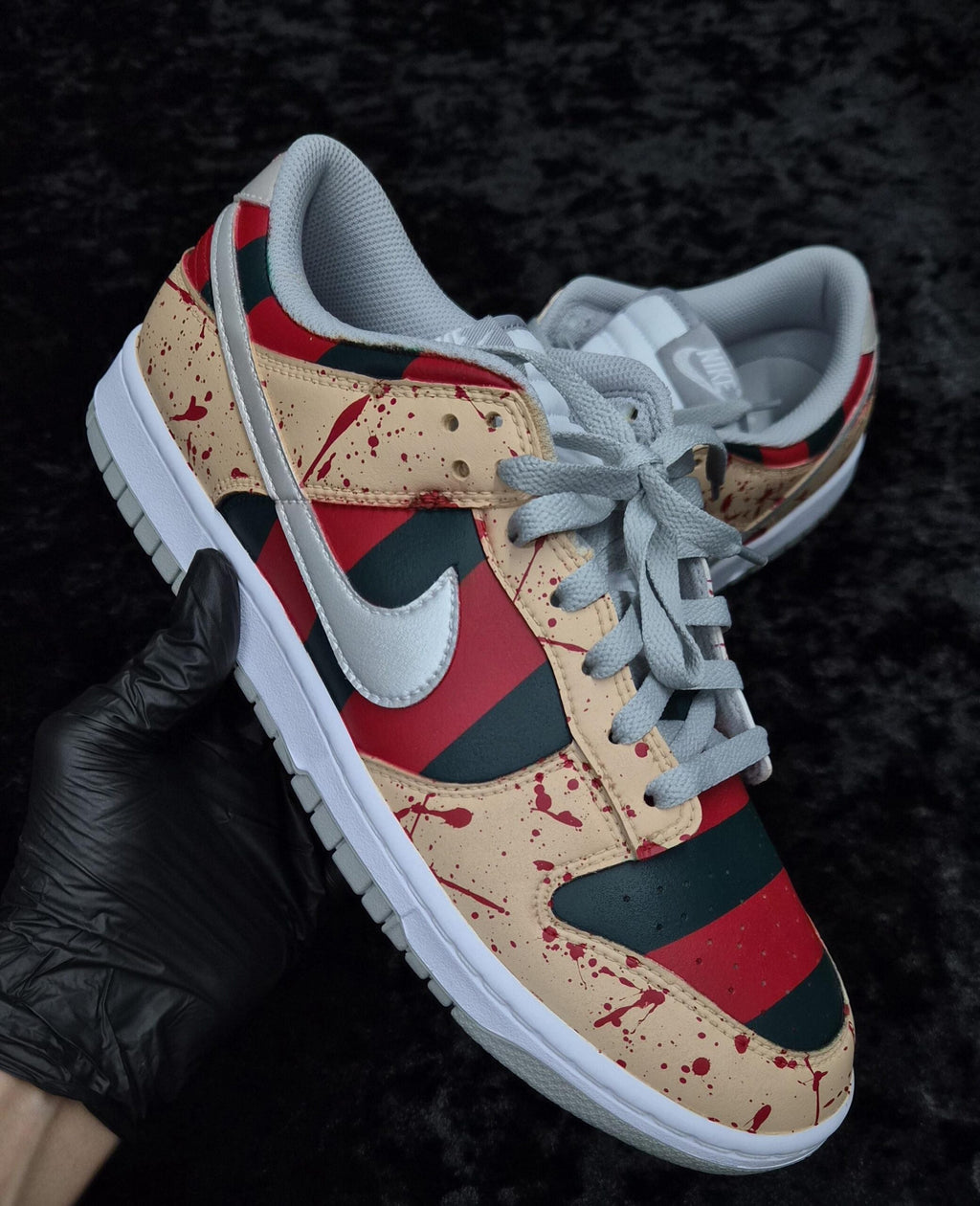 Custom Halloween Themed Dunks, Custom Dunks, Custom Freddy Krueger themed Dunks, All Sizes Available