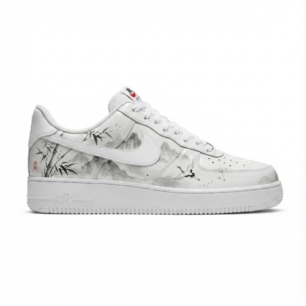 Custom Hand-Painted Nike Air Force 1 Shoes | Chinese Ink Wash | Oriental Zen Sneakers AF1