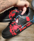 Hand-Painted Spider-Man Graffiti Black Custom Air Force 1 Sneakers