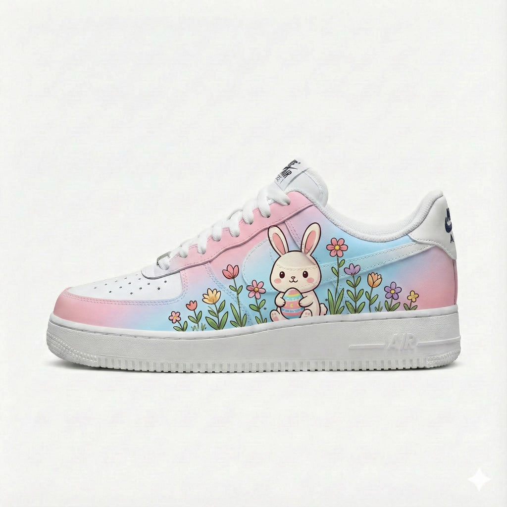 Custom Nike Air Force 1 Shoes | Easter Bunny Pastel | Cute Rabbit Egg Sneakers AF1