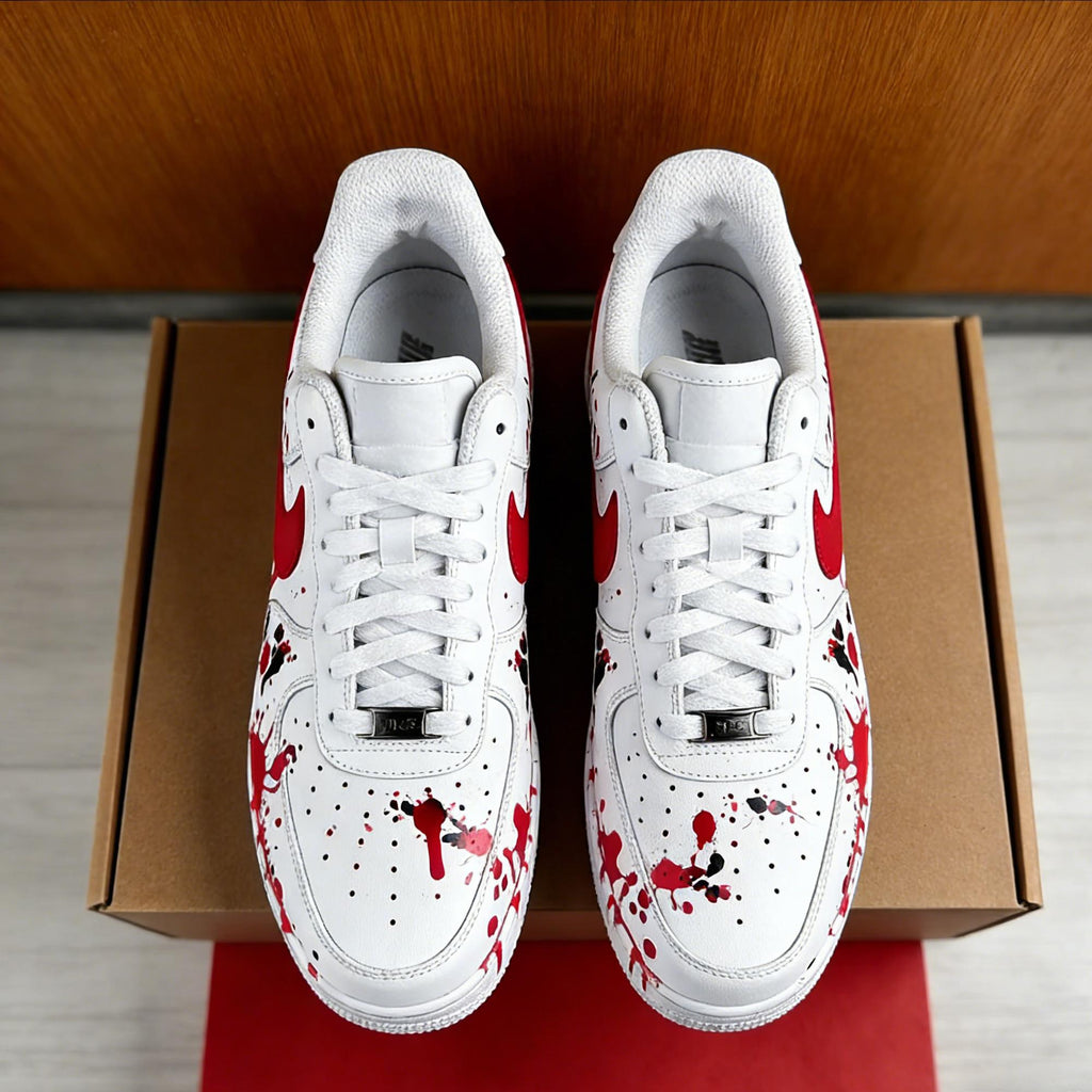 Custom Red Drips Air Force 1,Hand-Painted Sports Sneakers, Drips Sneakers Red&Black AF1 Sneakers Birthday Gifts