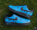 Custom Matte Black Air Force 1 Shoes with Blue Full Drip Cartoon Effect Style