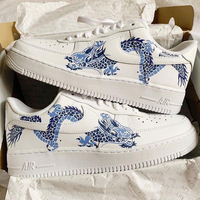 Custom Air Force 1 Drago sneakers, handmade