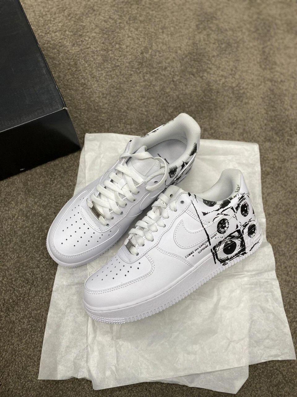 Custom Air Force 1 sneakers in black and white, handmade