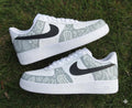 Custom Air Force 1: Hand-Painted Light Grey Bandana Shoes