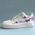 Purple Sakura Custom Air Force One,Delicate Purple Floral & Ink-Wash Branch Sneakers,gift for her