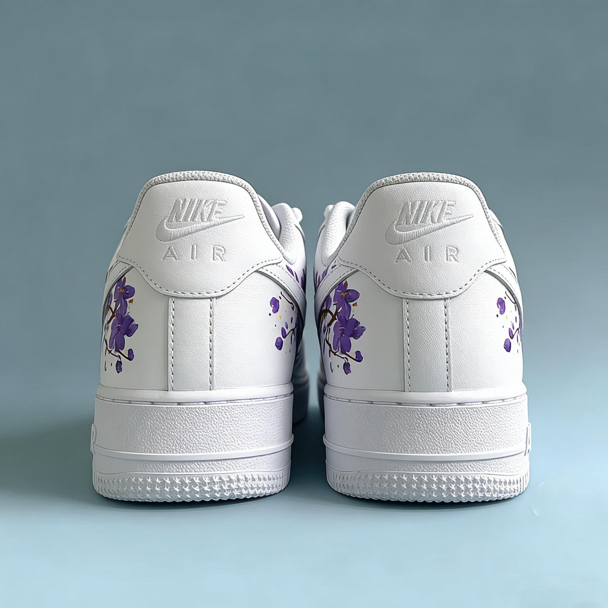 Purple Sakura Custom Air Force One,Delicate Purple Floral & Ink-Wash Branch Sneakers,gift for her
