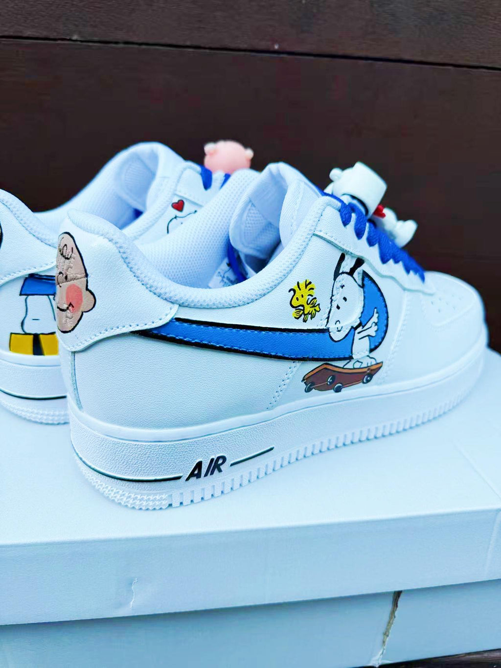 Custom Hand-Painted Air Force 1 Sneakers: Cartoon dog Yellow Bird AF1 white personalized gift design wedding fashion trainers shoes