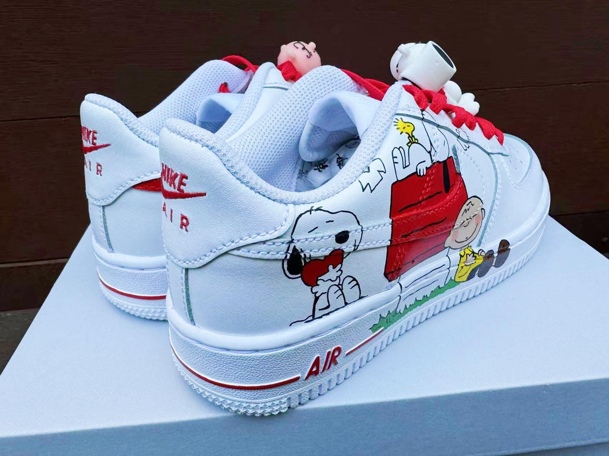 Custom Hand-Painted Air Force 1 Sneakers: Cartoon dog Yellow Bird AF1 white personalized gift design wedding fashion trainers shoes