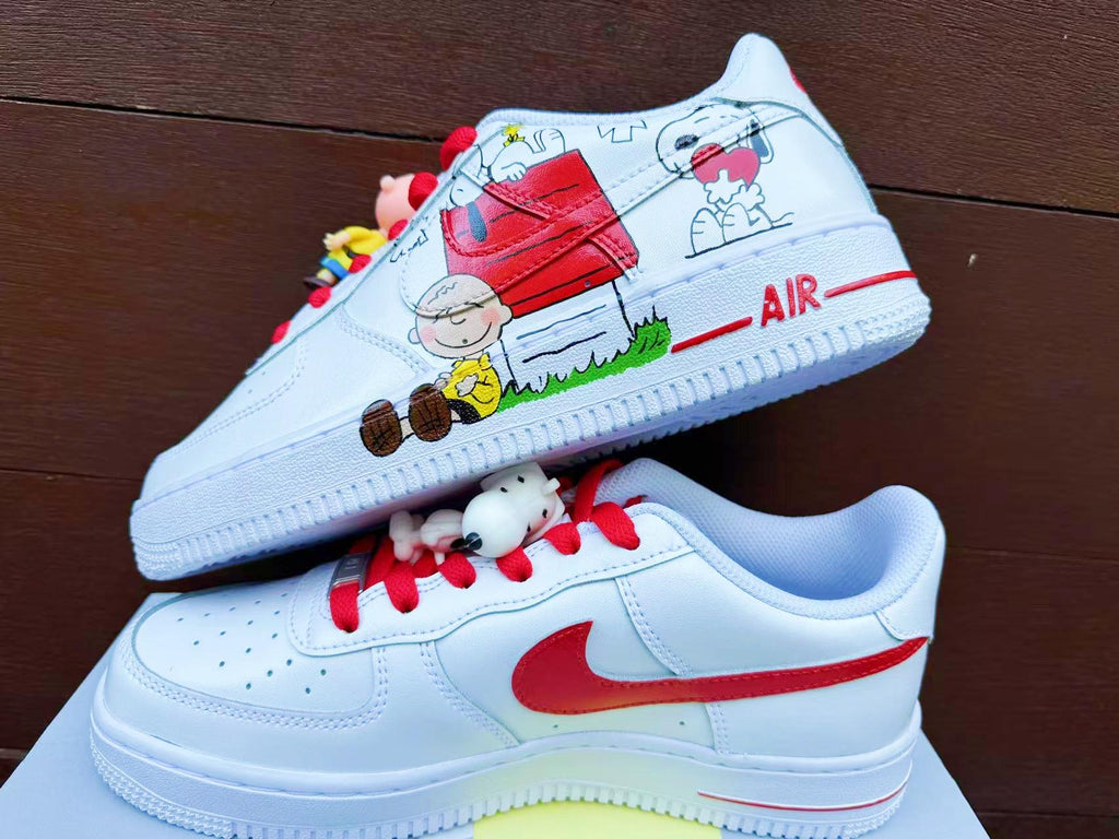 Custom Hand-Painted Air Force 1 Sneakers: Cartoon dog Yellow Bird AF1 white personalized gift design wedding fashion trainers shoes