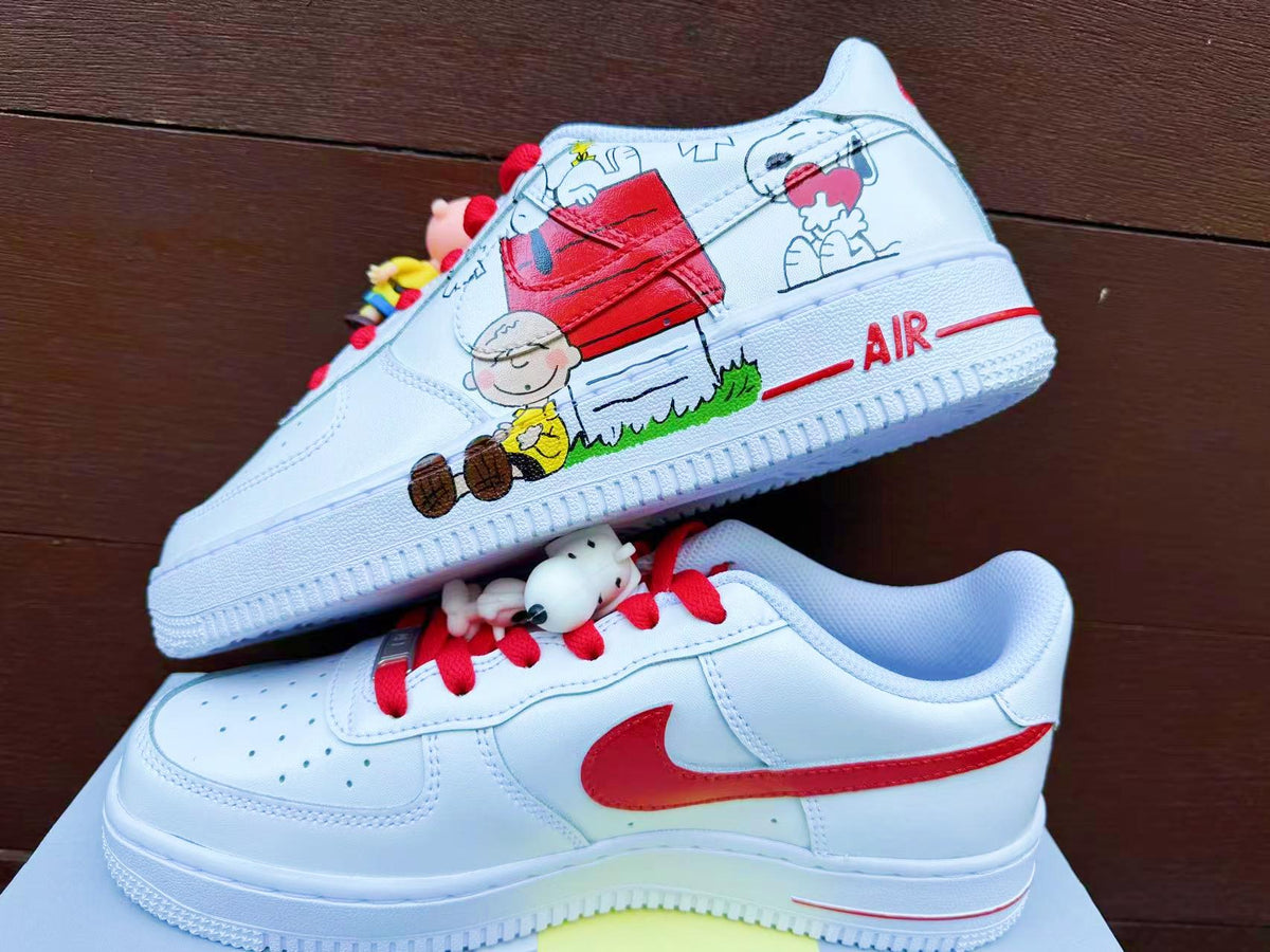 Custom Hand-Painted Air Force 1 Sneakers: Cartoon dog Yellow Bird AF1 white personalized gift design wedding fashion trainers shoes