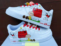 Custom Hand-Painted Air Force 1 Sneakers: Cartoon dog Yellow Bird AF1 white personalized gift design wedding fashion trainers shoes