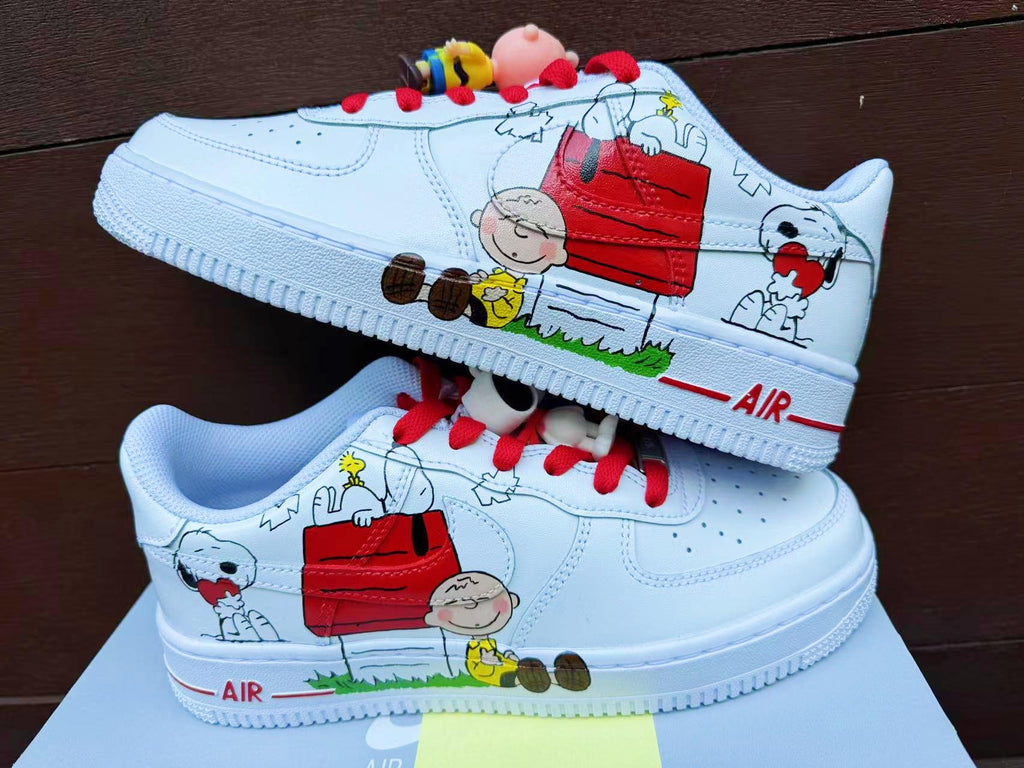 Custom Hand-Painted Air Force 1 Sneakers: Cartoon dog Yellow Bird AF1 white personalized gift design wedding fashion trainers shoes