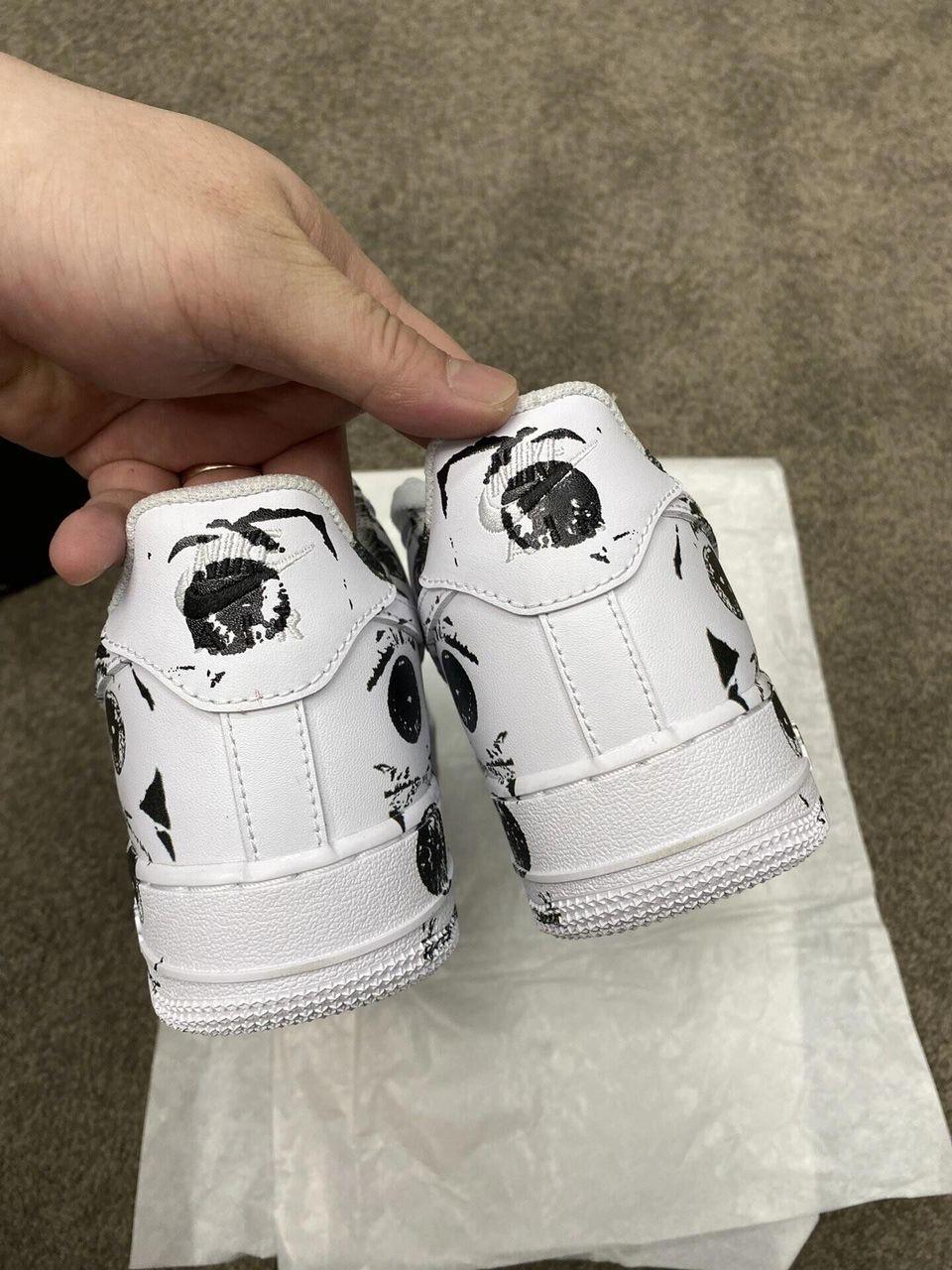 Custom Air Force 1 sneakers in black and white, handmade