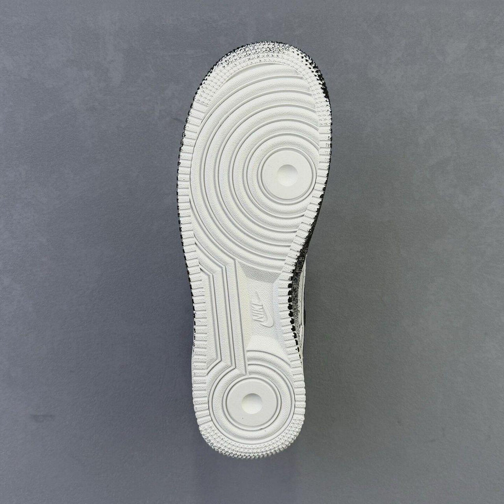 Custom Air Force 1 sneakers in black and white, handmade