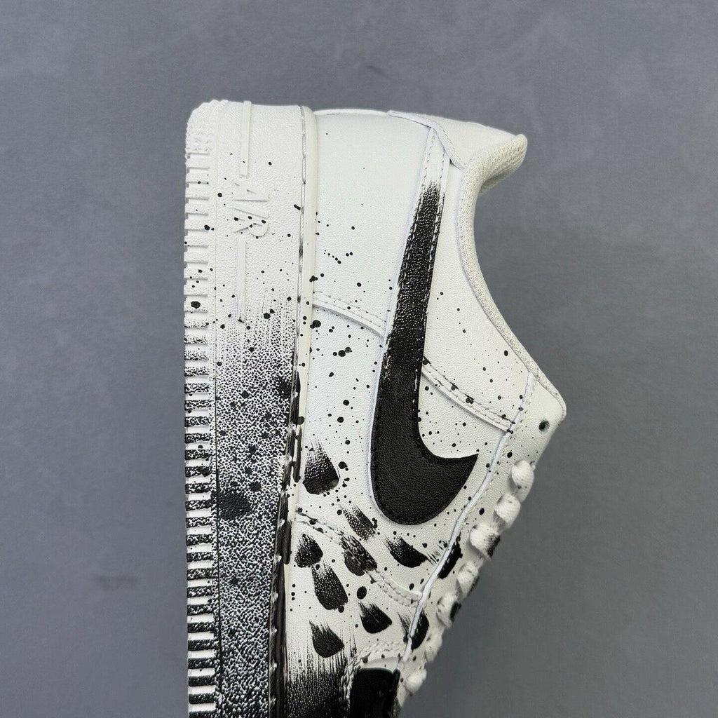 Custom Air Force 1 sneakers in black and white, handmade