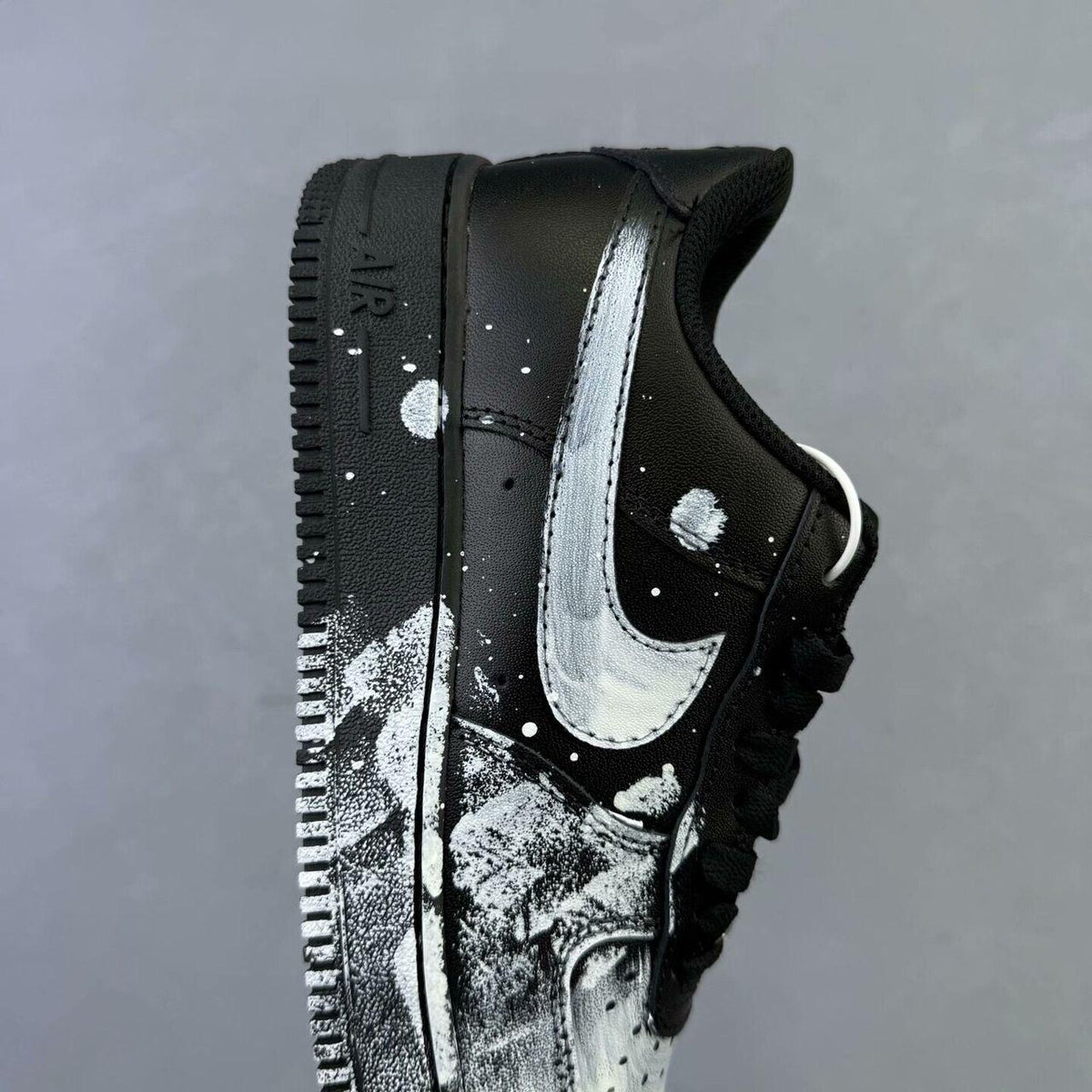 Custom Air Force 1 sneakers in black and white, handmade