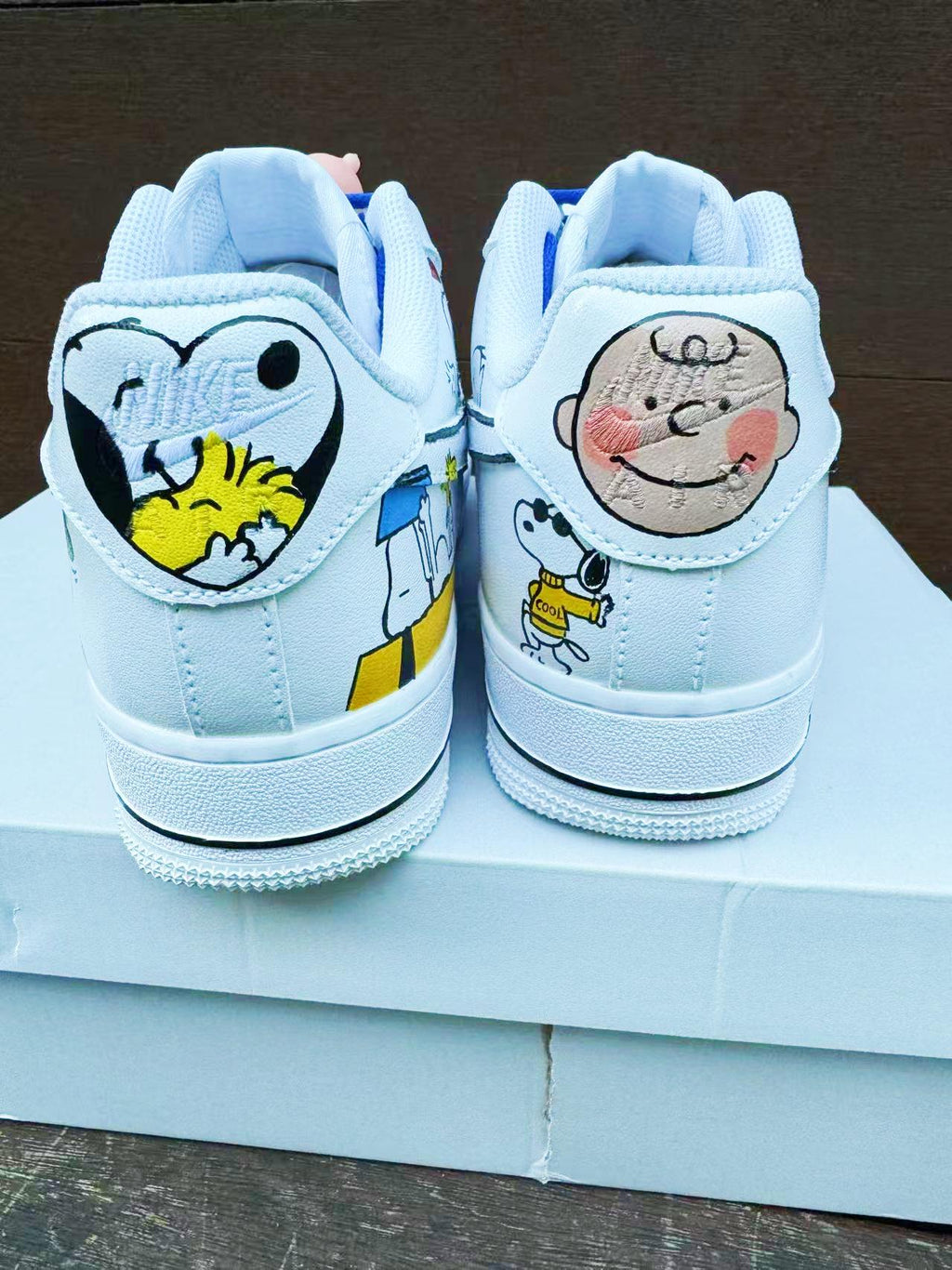 Custom Hand-Painted Air Force 1 Sneakers: Cartoon dog Yellow Bird AF1 white personalized gift design wedding fashion trainers shoes
