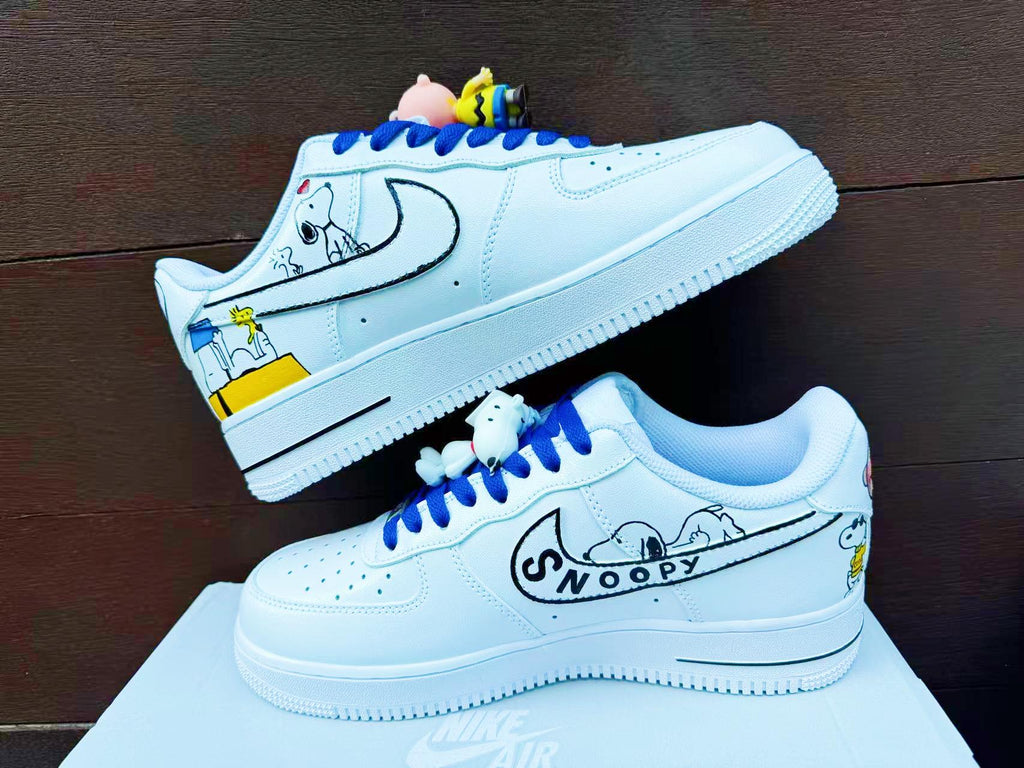 Custom Hand-Painted Air Force 1 Sneakers: Cartoon dog Yellow Bird AF1 white personalized gift design wedding fashion trainers shoes