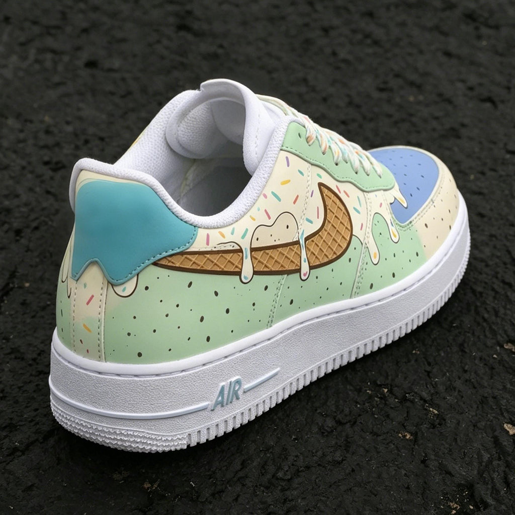 Ice Cream AF1s,Hand Painted Drip Shoes,Mint Sundae Custom Sneakers, Sweet Summer Gift,Minty Sprinkles Sneakers
