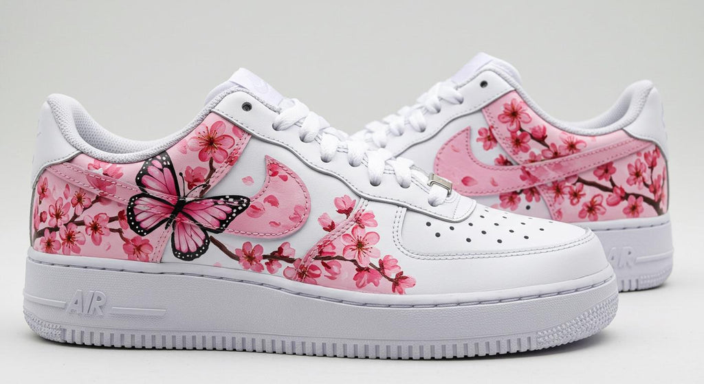Custom Air Force 1 Pink Cherry Blossom Sneakers | Hand Painted Shoes | Birthday Gift l Wedding Gift for Bride l Summer Wedding Gift for Her