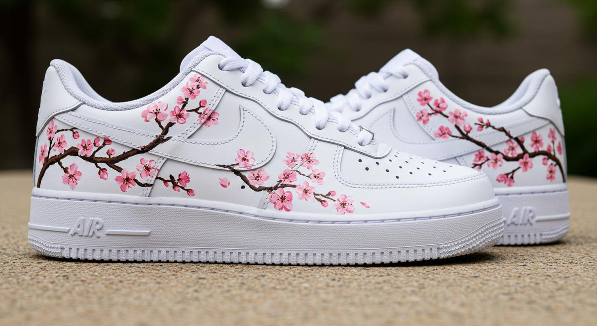 Custom Air Force 1 Pink Cherry Blossom Sneakers | Hand Painted Shoes | Birthday Gift l Wedding Gift for Bride l Summer Wedding Gift for Her