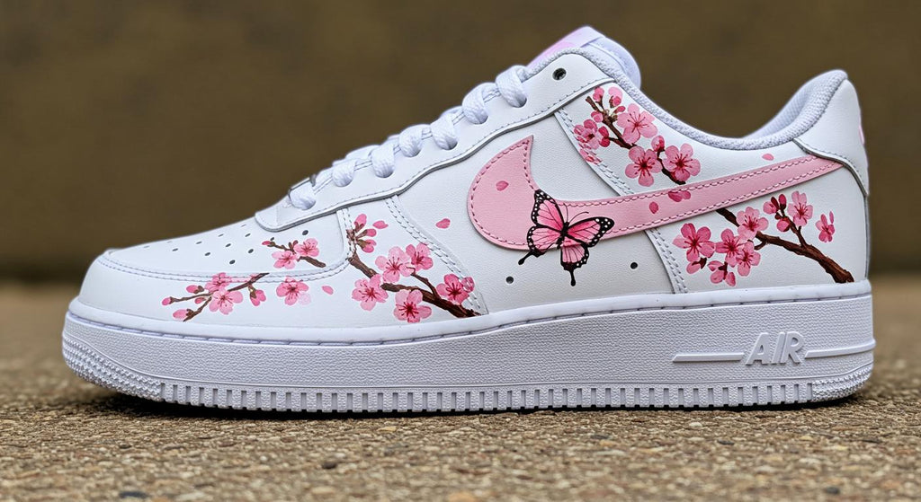Custom Air Force 1 Pink Cherry Blossom Sneakers | Hand Painted Shoes | Birthday Gift l Wedding Gift for Bride l Summer Wedding Gift for Her