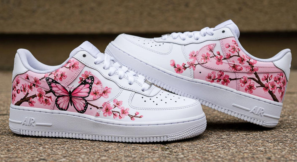 Custom Air Force 1 Pink Cherry Blossom Sneakers | Hand Painted Shoes | Birthday Gift l Wedding Gift for Bride l Summer Wedding Gift for Her