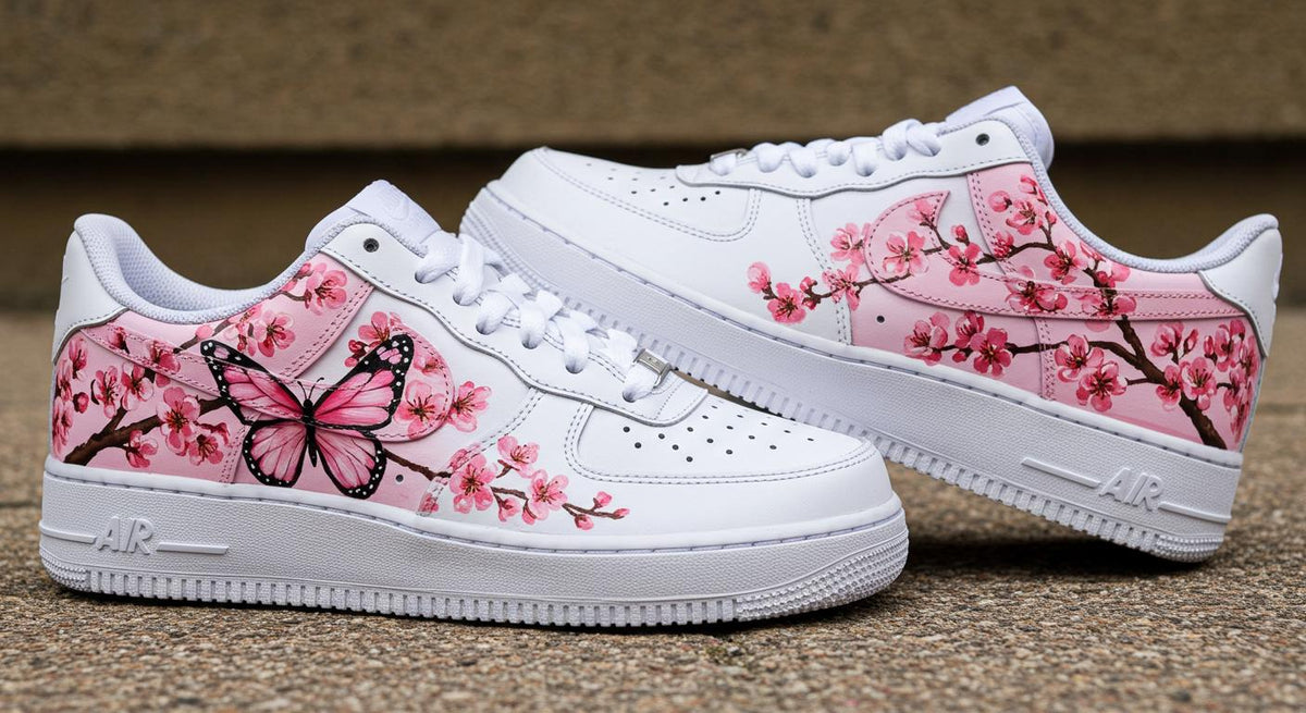 Custom Air Force 1 Pink Cherry Blossom Sneakers | Hand Painted Shoes | Birthday Gift l Wedding Gift for Bride l Summer Wedding Gift for Her