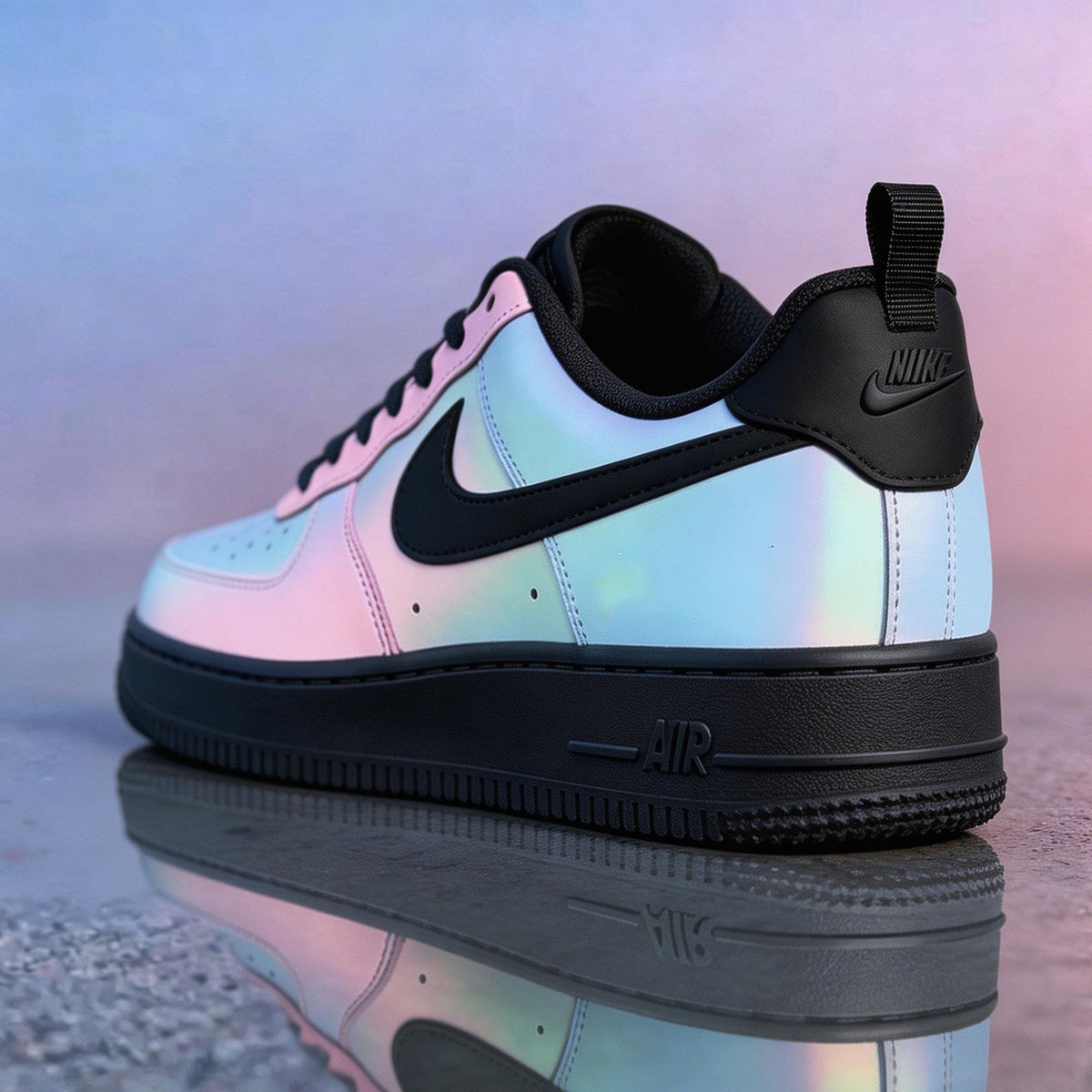 Luxury Custom Holographic Air Force 1 , Iridescent Pastel Gradient AF1 Sneakers for Urban Explorers and Trendsetters