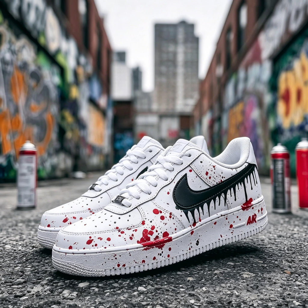 Custom Air Force 1 Blood Splatter – Hand Painted AF1 Art,Dripping Paint Custom Sneakers,Gift for him