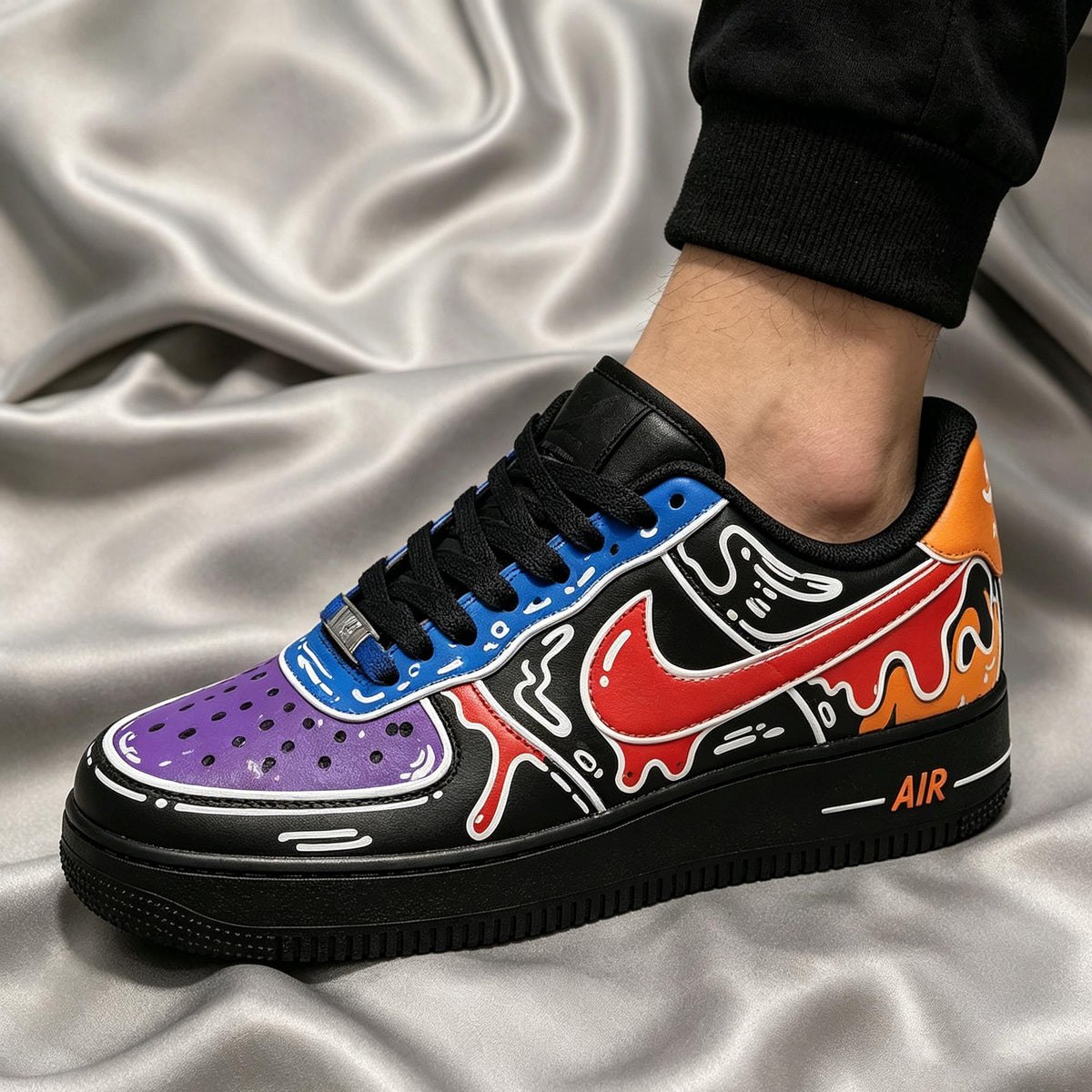Custom Black AF1 Sneakers, Hand-Painted Graffiti Kicks,Personalized Sneakers,Gift for him
