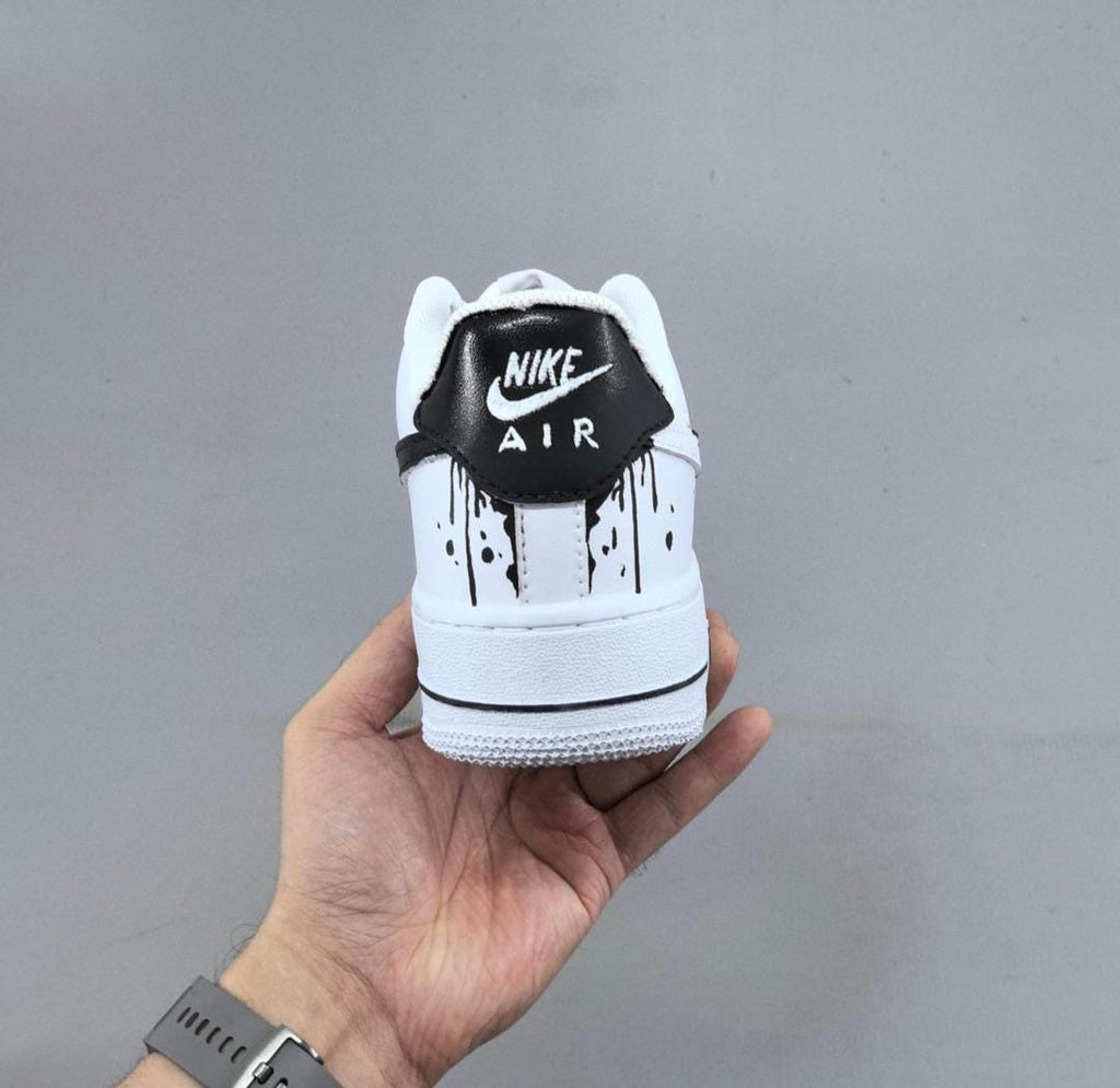 Custom Air force one Handpainted anime style sneakers cartoon sneakers white and black double logot design for streetwear lovers cartoon af1