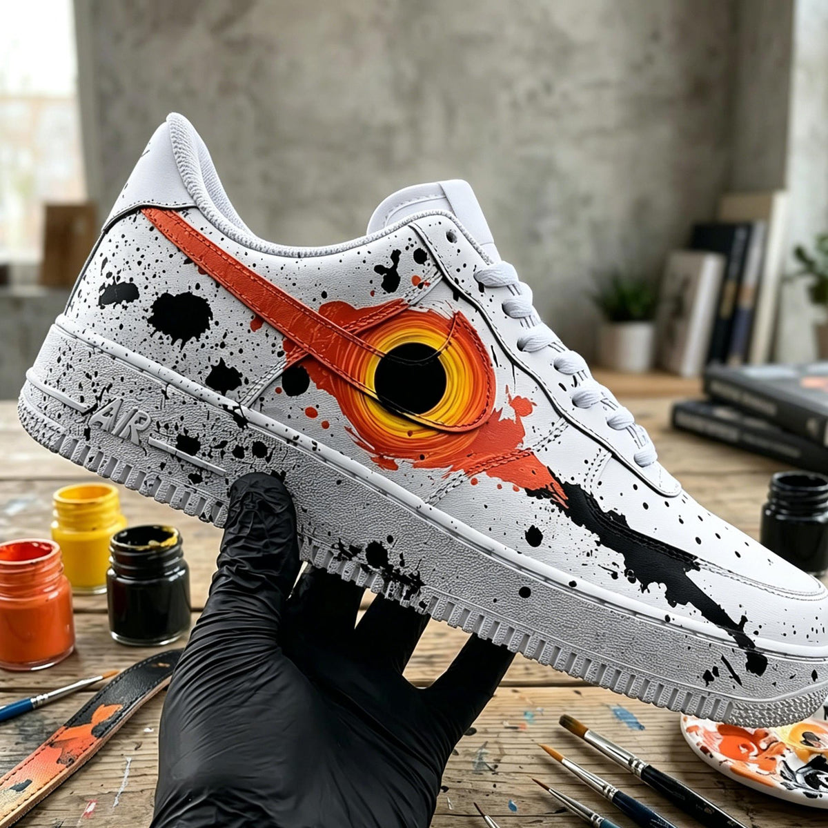Custom Air Force 1, Hand Painted Black Hole Shoes, Space Sneakers,Galaxy AF1,Cosmic Air Force One,Gift for him or her