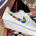 Custom Air Force 1 Puzzle Sneakers, Rainbow AF1 Shoes, Hand Painted Autism Awareness Sneakers