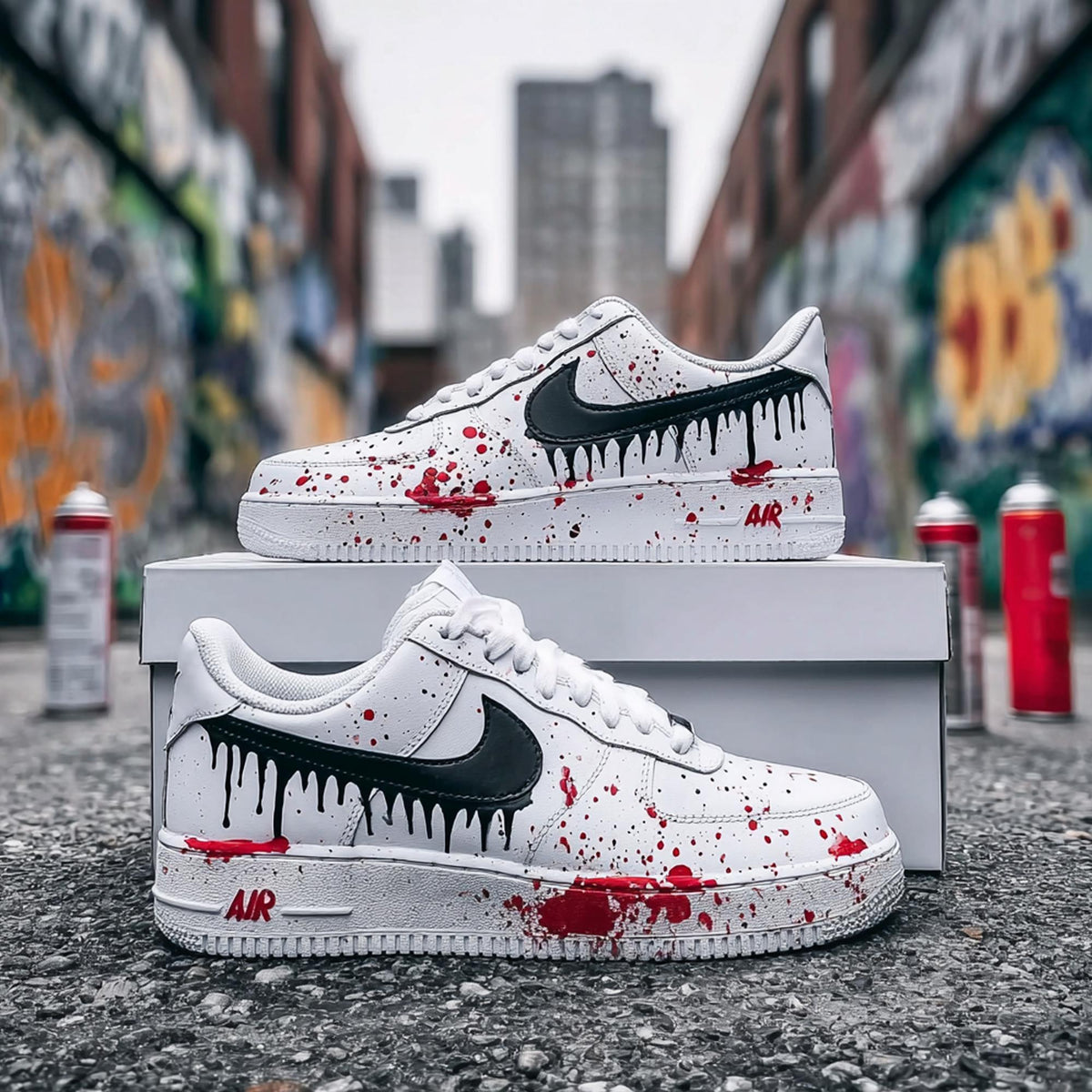 Custom Air Force 1 Blood Splatter – Hand Painted AF1 Art,Dripping Paint Custom Sneakers,Gift for him