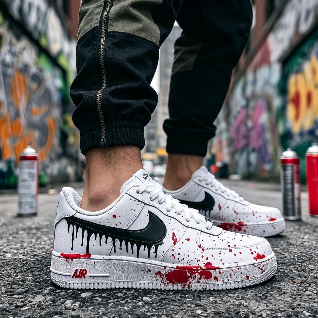 Custom Air Force 1 Blood Splatter – Hand Painted AF1 Art,Dripping Paint Custom Sneakers,Gift for him