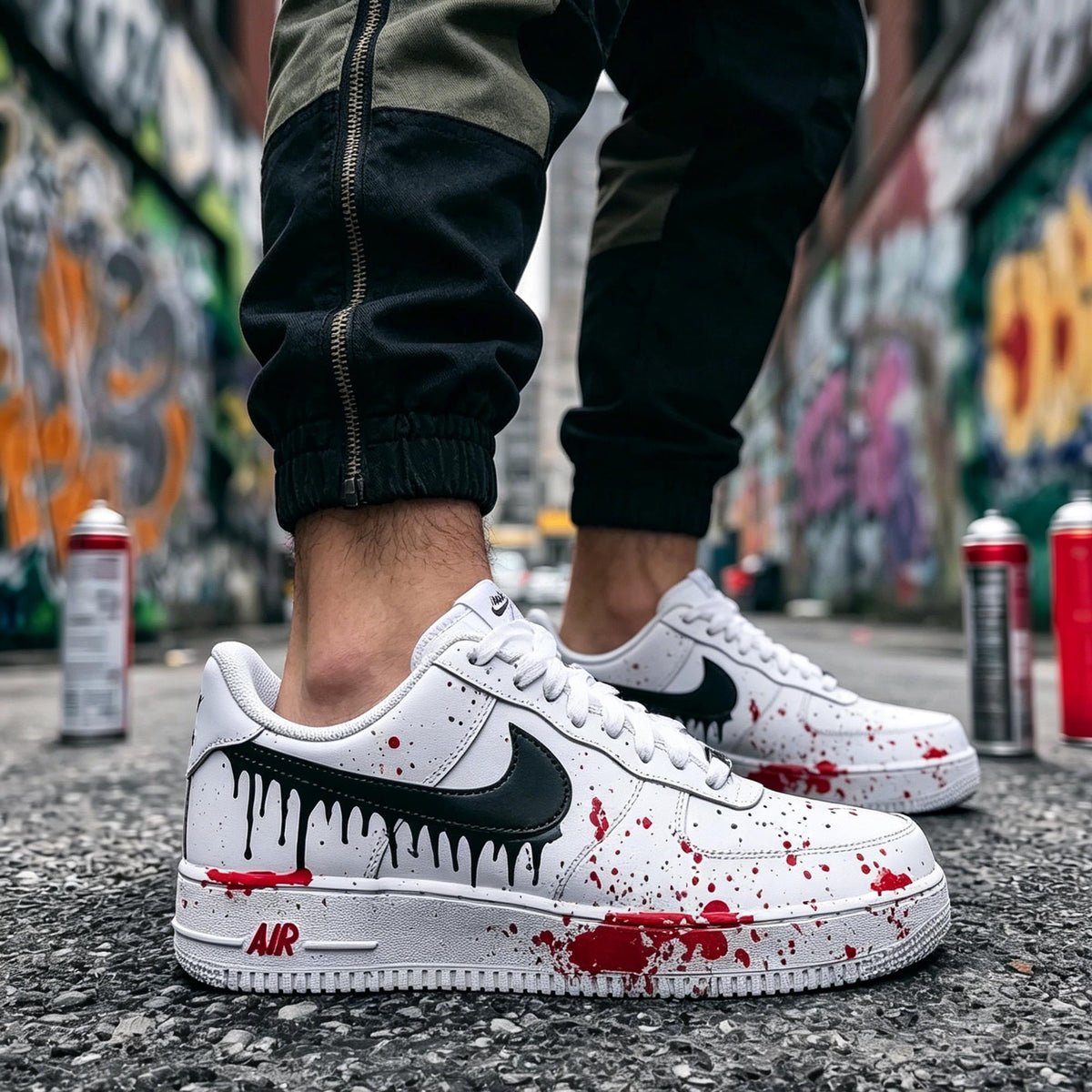 Custom Air Force 1 Blood Splatter – Hand Painted AF1 Art,Dripping Paint Custom Sneakers,Gift for him
