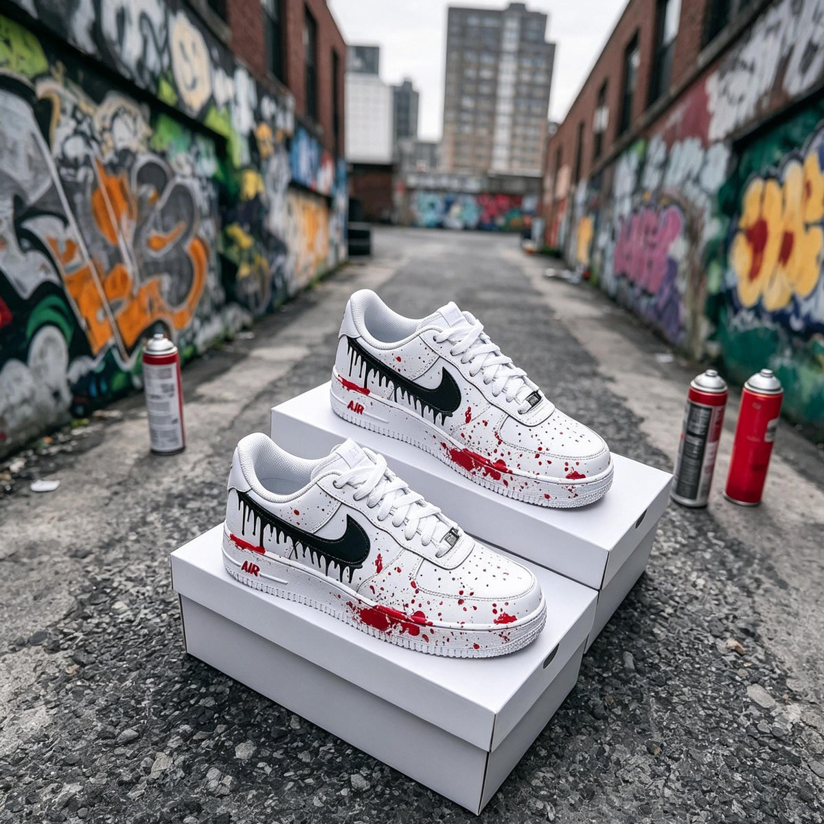 Custom Air Force 1 Blood Splatter – Hand Painted AF1 Art,Dripping Paint Custom Sneakers,Gift for him