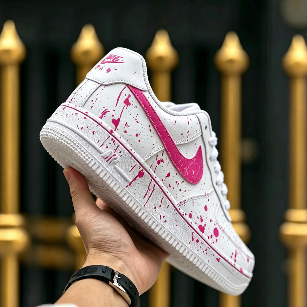Custom Pink Air Force 1 ?C Hand Painted Splatter Drip Sneakers